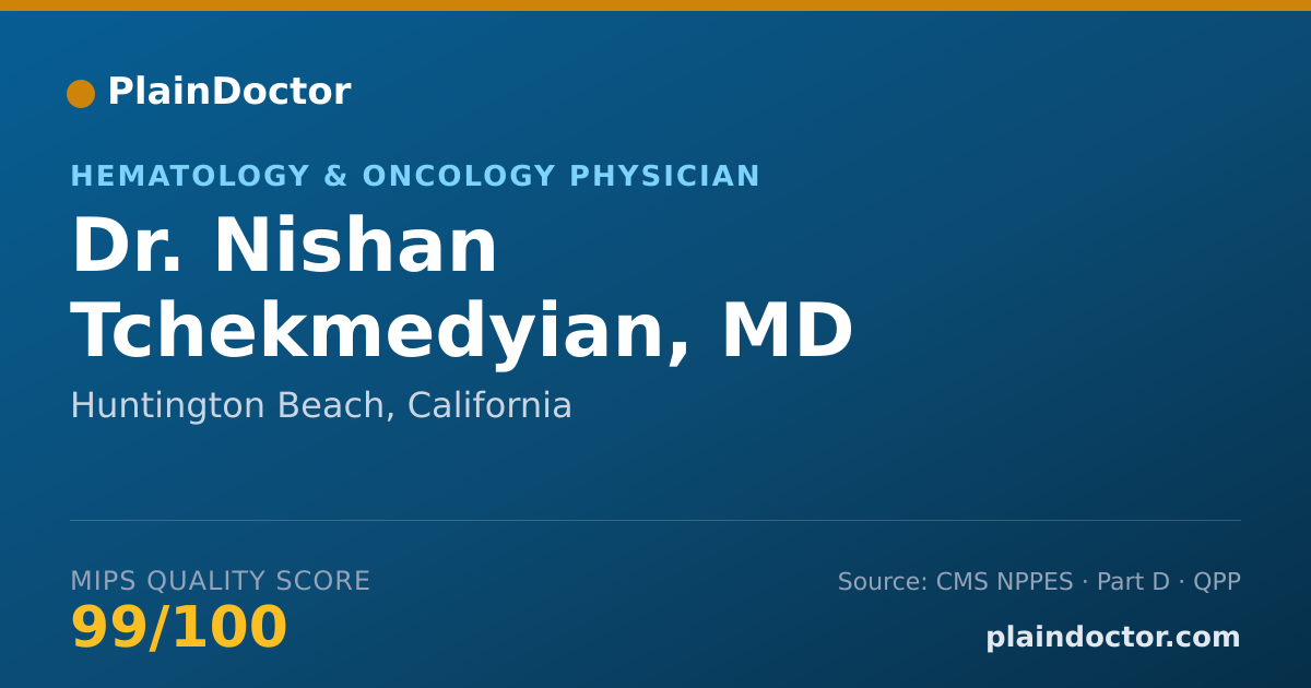 Shareable card for Nishan Tchekmedyian, MD - Hematology & Oncology Physician, Huntington Beach, CA