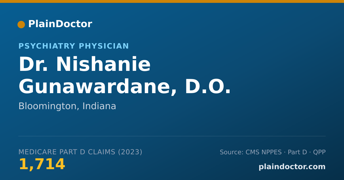 Shareable card for Nishanie Gunawardane, D.O. - Psychiatry Physician, Bloomington, IN