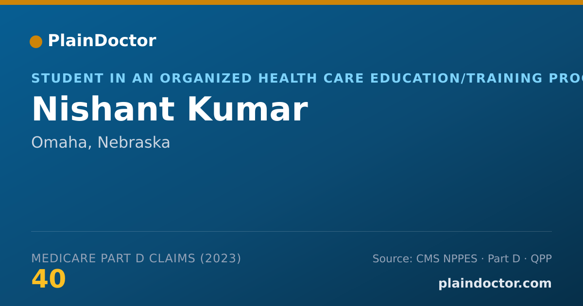 Shareable card for Nishant Kumar - Student in an Organized Health Care Education/Training Program, Omaha, NE