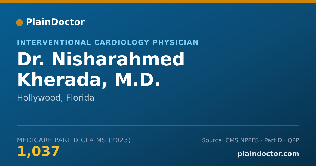 Shareable card for Nisharahmed Kherada, M.D. - Interventional Cardiology Physician, Hollywood, FL
