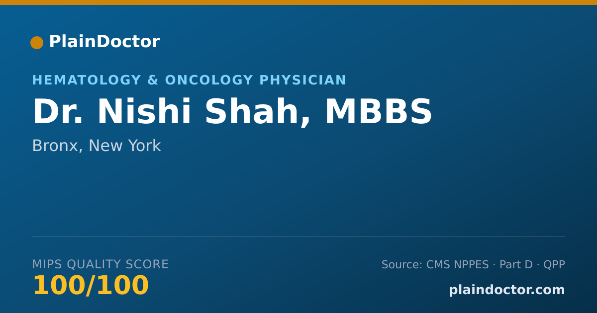 Shareable card for Nishi Shah, MBBS - Hematology & Oncology Physician, Bronx, NY