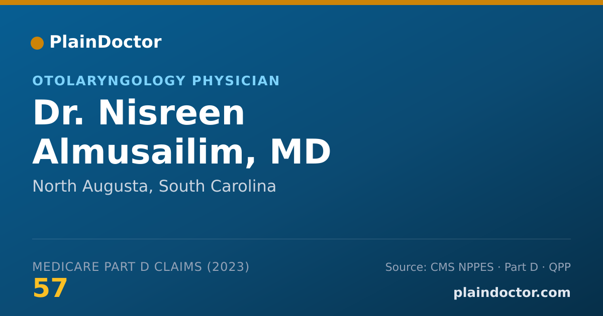 Shareable card for Nisreen Almusailim, MD - Otolaryngology Physician, North Augusta, SC