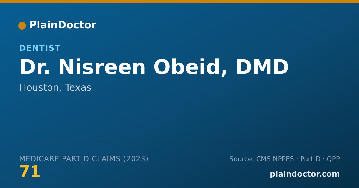 Shareable card for Nisreen Obeid, DMD - Dentist, Houston, TX