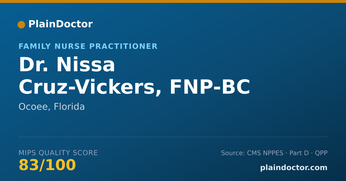 Shareable card for Nissa Cruz-Vickers, FNP-BC - Family Nurse Practitioner, Ocoee, FL
