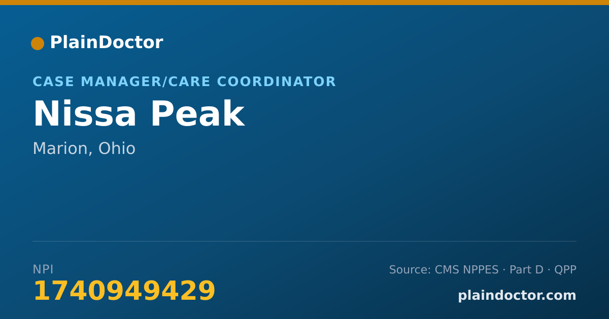 Shareable card for Nissa Peak - Case Manager/Care Coordinator, Marion, OH