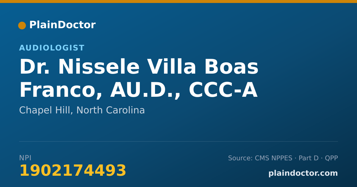 Shareable card for Nissele Villa Boas Franco, AU.D., CCC-A - Audiologist, Chapel Hill, NC