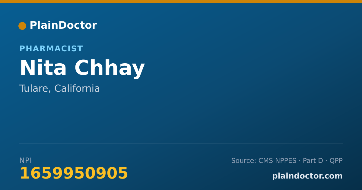 Shareable card for Nita Chhay - Pharmacist, Tulare, CA
