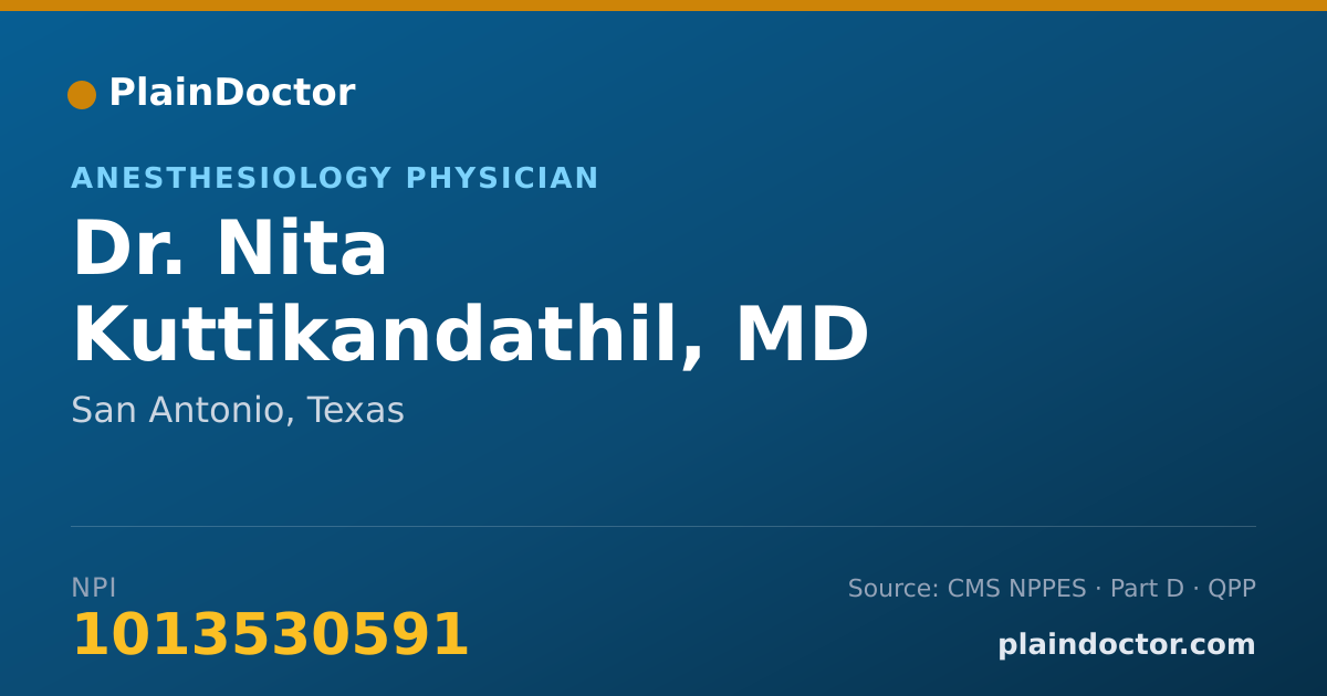 Shareable card for Nita Kuttikandathil, MD - Anesthesiology Physician, San Antonio, TX