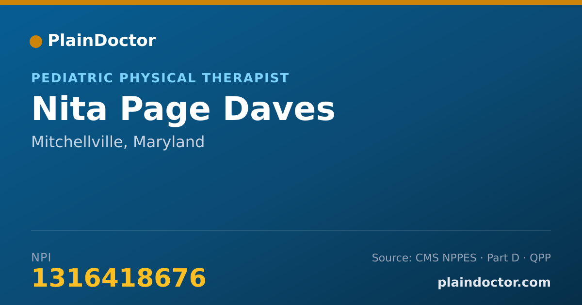 Shareable card for Nita Page Daves - Pediatric Physical Therapist, Mitchellville, MD