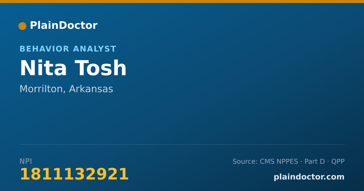 Shareable card for Nita Tosh - Behavior Analyst, Morrilton, AR