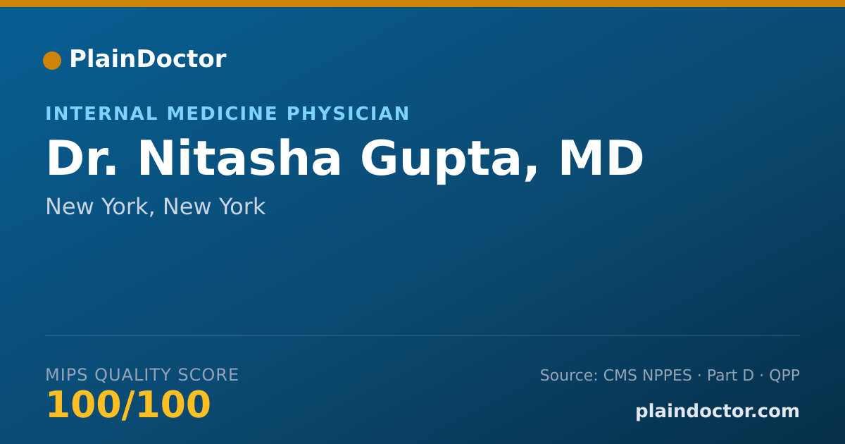 Shareable card for Nitasha Gupta, MD - Internal Medicine Physician, New York, NY