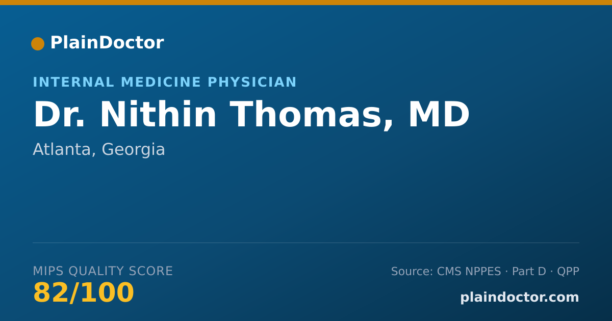 Shareable card for Nithin Thomas, MD - Internal Medicine Physician, Atlanta, GA