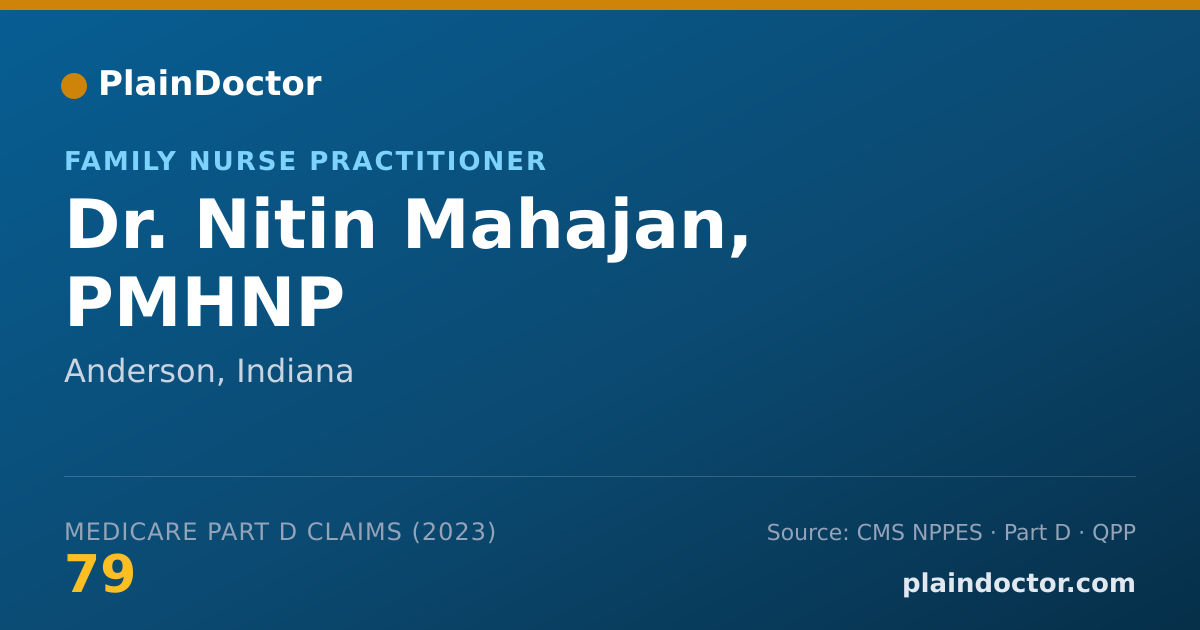 Shareable card for Nitin Mahajan, PMHNP - Family Nurse Practitioner, Anderson, IN