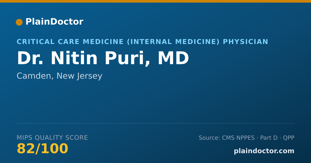 Shareable card for Nitin Puri, MD - Critical Care Medicine (Internal Medicine) Physician, Camden, NJ