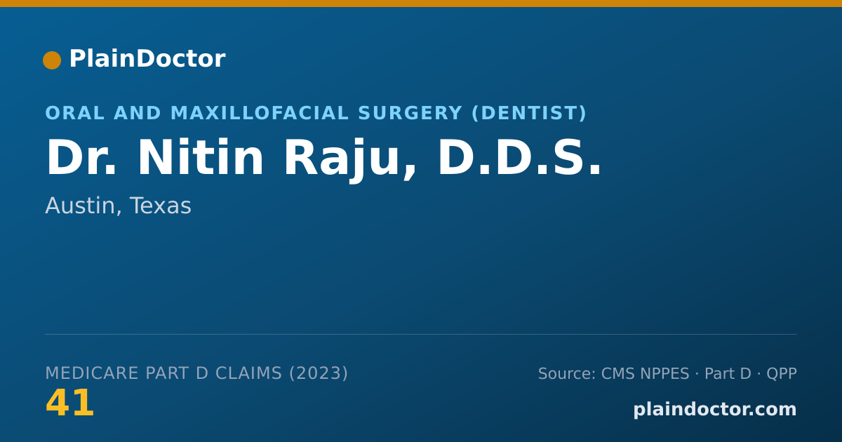 Shareable card for Nitin Raju, D.D.S. - Oral and Maxillofacial Surgery (Dentist), Austin, TX