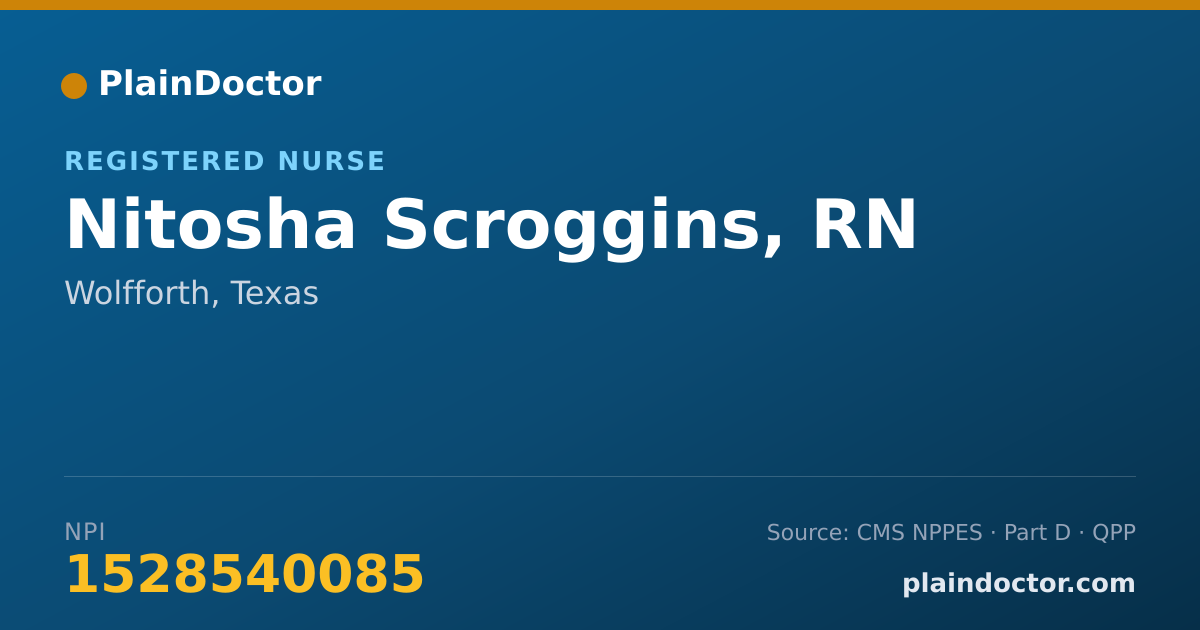 Shareable card for Nitosha Scroggins, RN - Registered Nurse, Wolfforth, TX