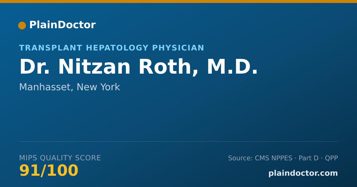 Shareable card for Nitzan Roth, M.D. - Transplant Hepatology Physician, Manhasset, NY