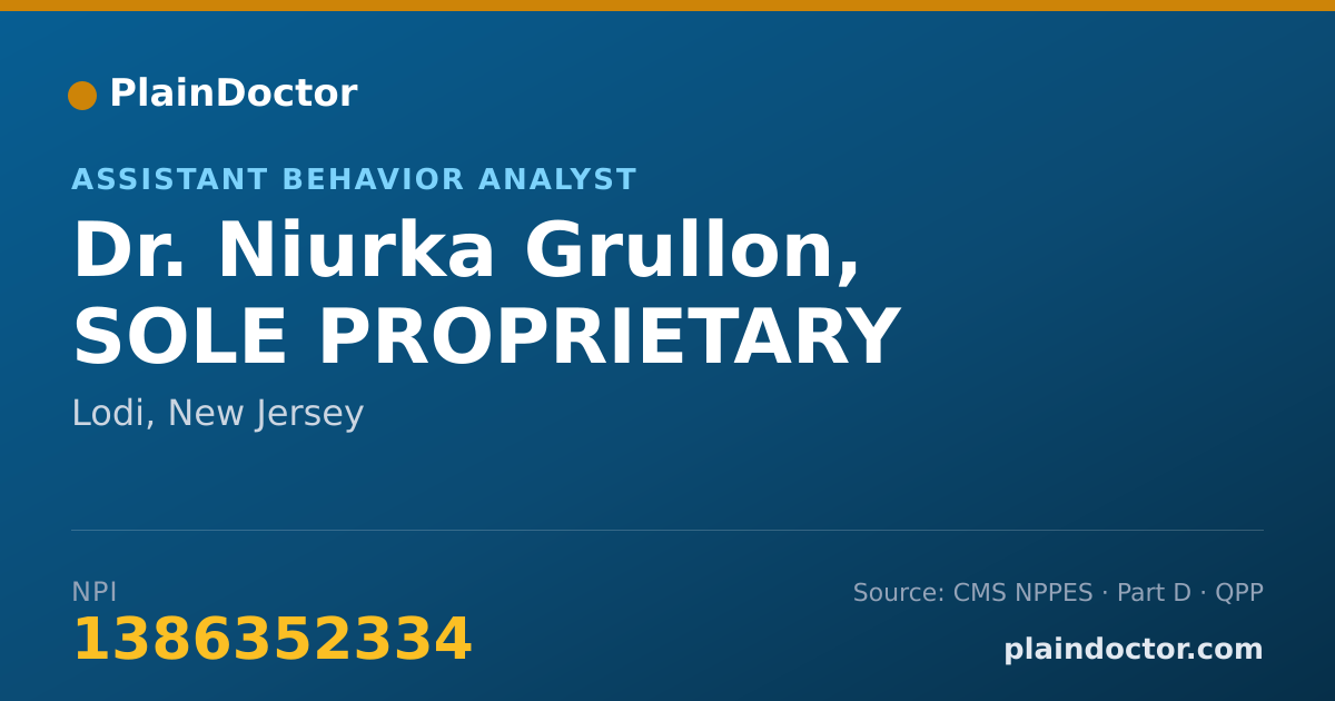 Shareable card for Niurka Grullon, SOLE PROPRIETARY - Assistant Behavior Analyst, Lodi, NJ