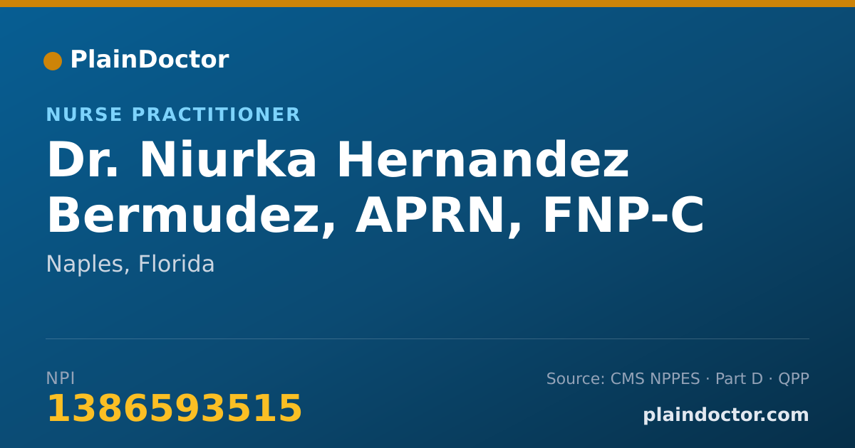 Shareable card for Niurka Hernandez Bermudez, APRN, FNP-C - Nurse Practitioner, Naples, FL