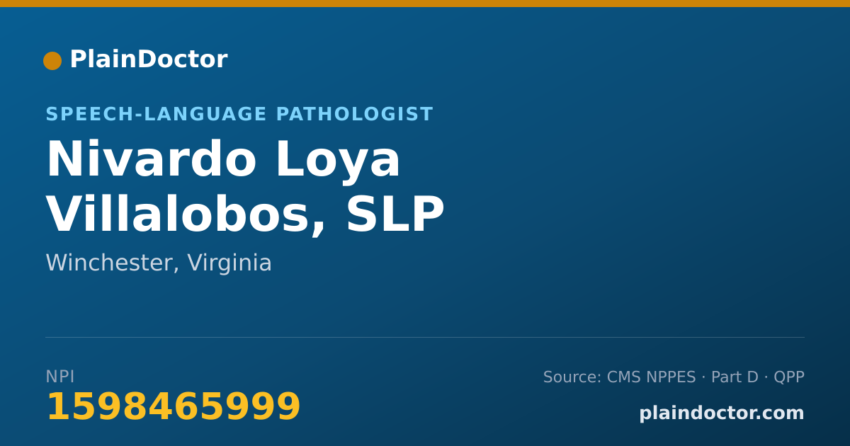 Shareable card for Nivardo Loya Villalobos, SLP - Speech-Language Pathologist, Winchester, VA