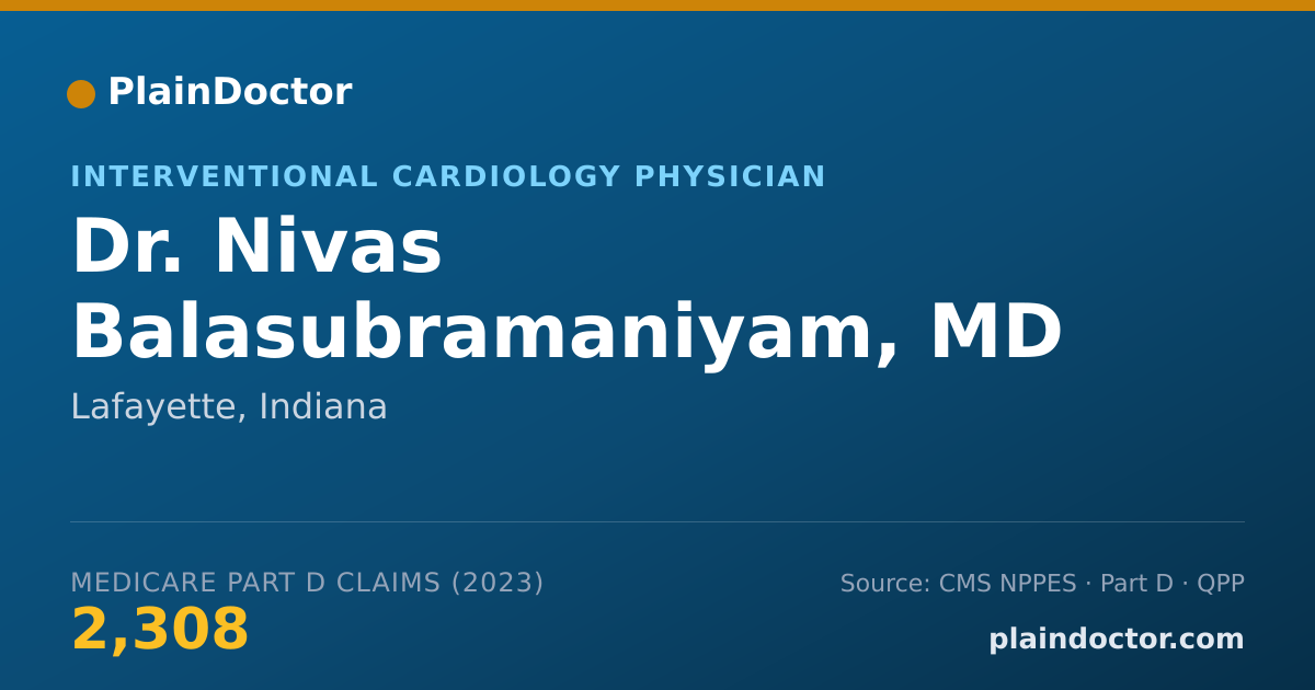Shareable card for Nivas Balasubramaniyam, MD - Interventional Cardiology Physician, Lafayette, IN