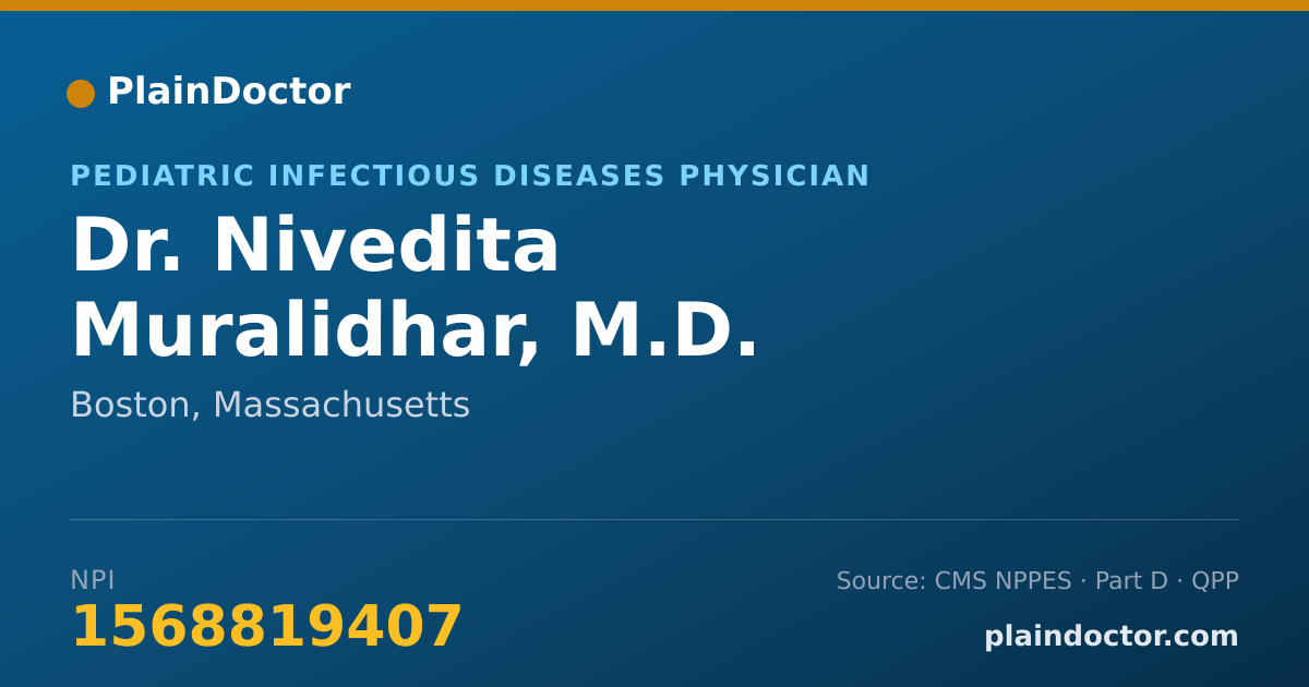 Shareable card for Nivedita Muralidhar, M.D. - Pediatric Infectious Diseases Physician, Boston, MA