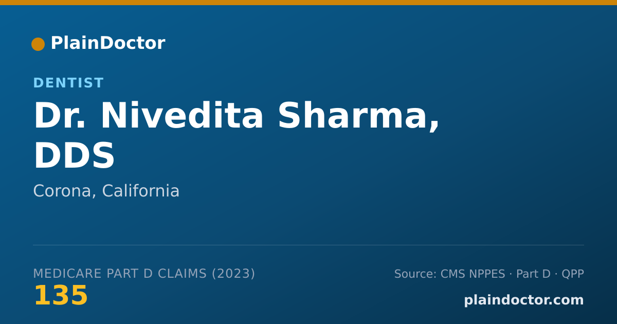 Shareable card for Nivedita Sharma, DDS - Dentist, Corona, CA