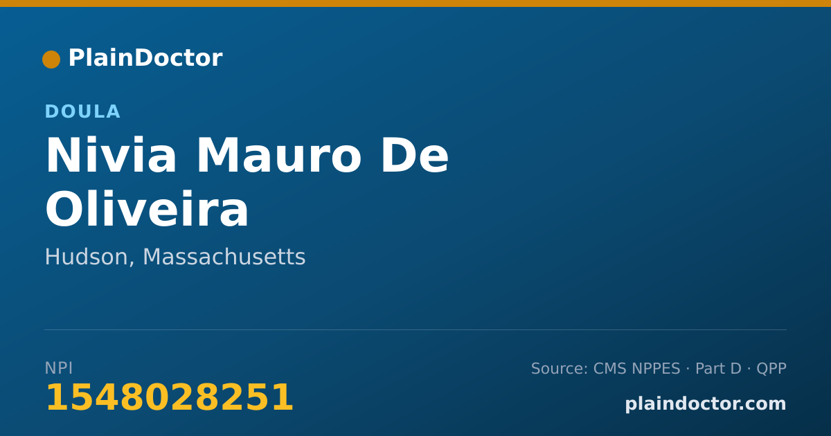 Shareable card for Nivia Mauro De Oliveira - Doula, Hudson, MA