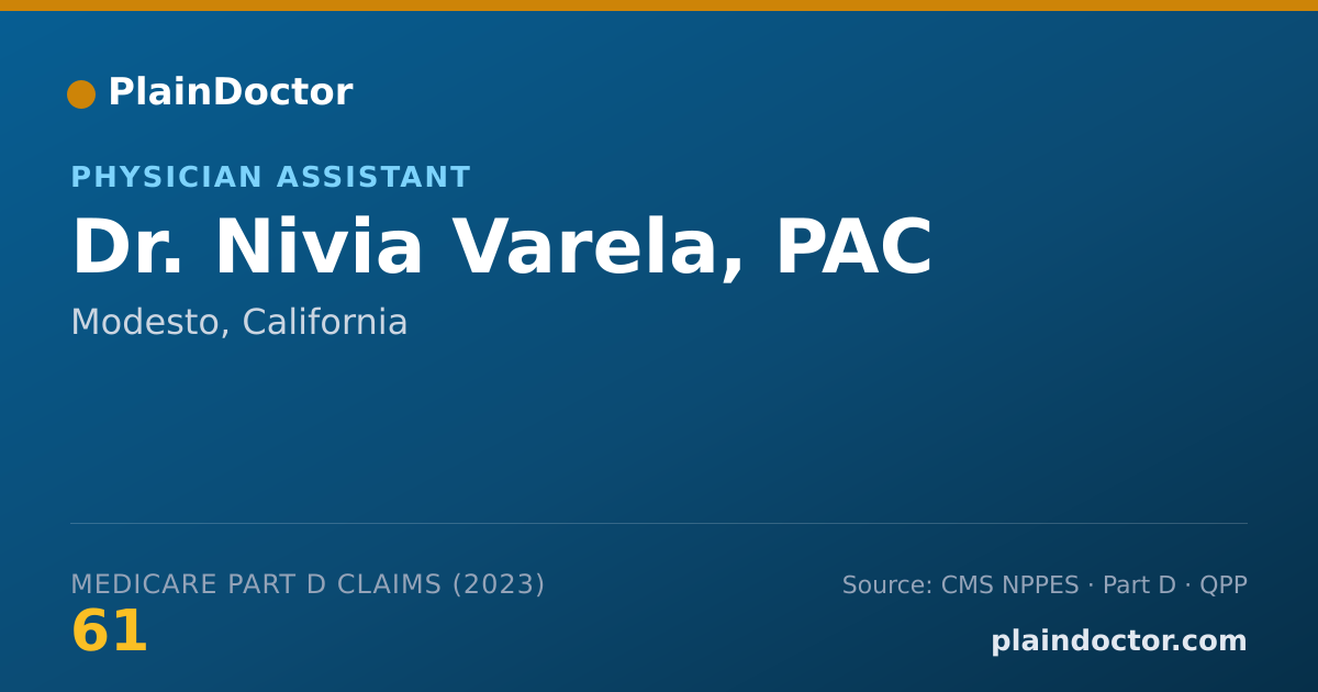 Shareable card for Nivia Varela, PAC - Physician Assistant, Modesto, CA