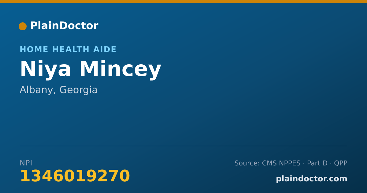 Shareable card for Niya Mincey - Home Health Aide, Albany, GA