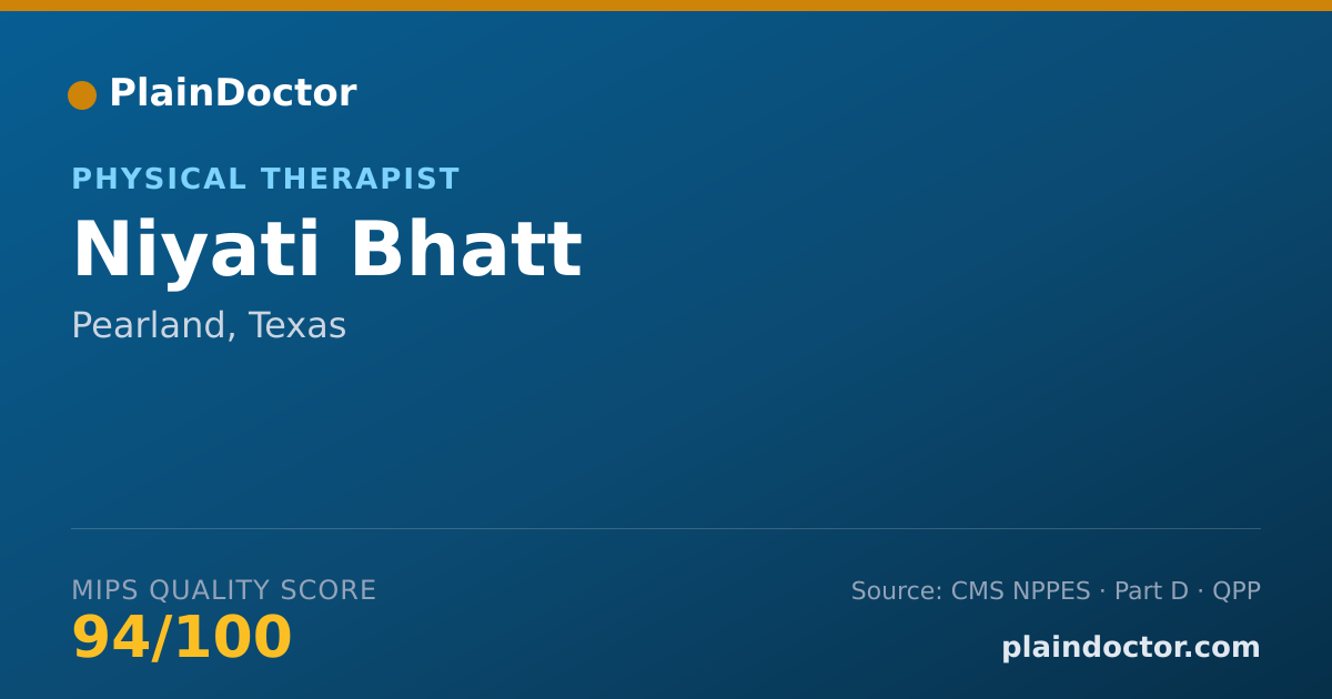 Shareable card for Niyati Bhatt - Physical Therapist, Pearland, TX