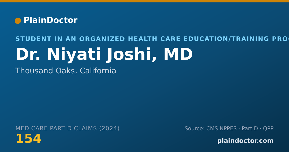 Shareable card for Niyati Joshi, MD - Student in an Organized Health Care Education/Training Program, Thousand Oaks, CA