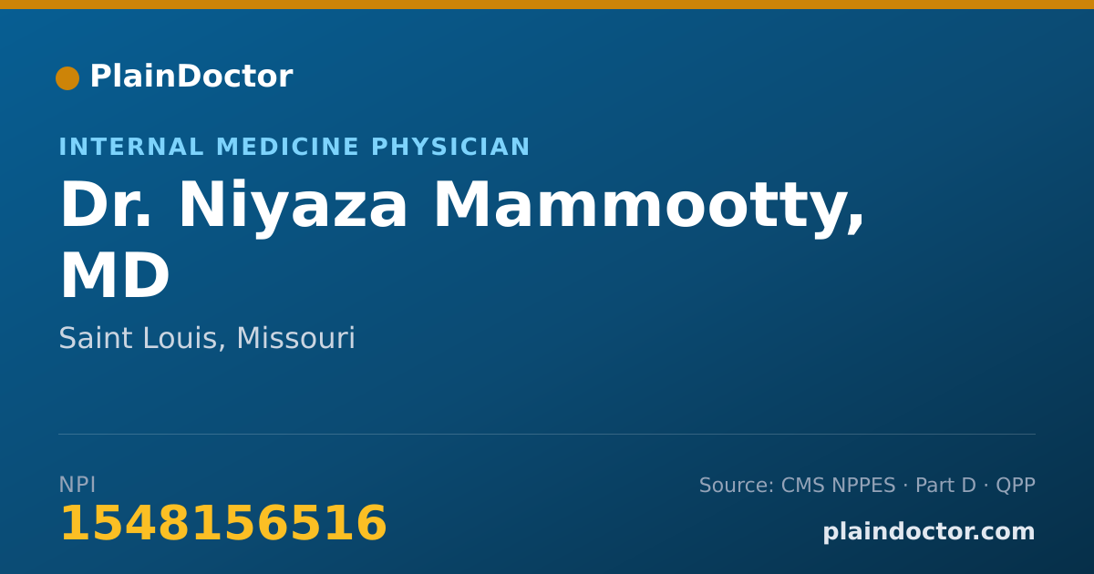 Shareable card for Niyaza Mammootty, MD - Internal Medicine Physician, Saint Louis, MO