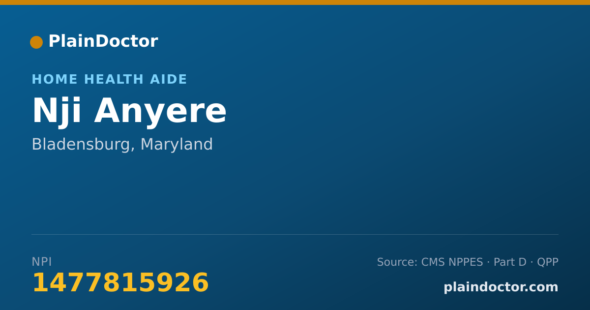 Shareable card for Nji Anyere - Home Health Aide, Bladensburg, MD