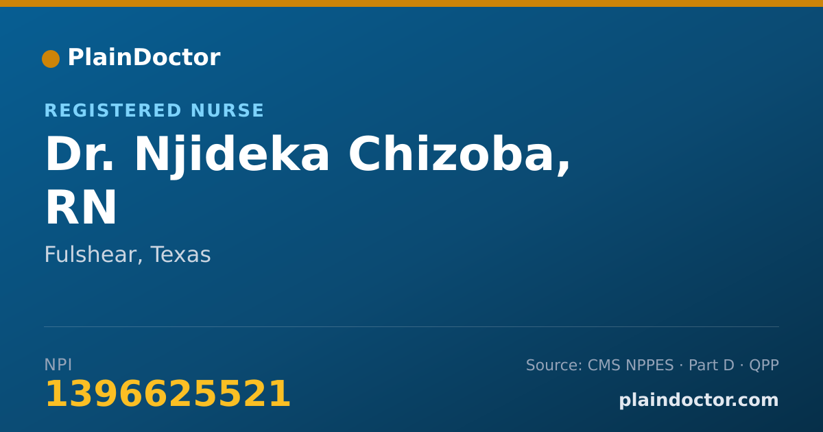 Shareable card for Njideka Chizoba, RN - Registered Nurse, Fulshear, TX
