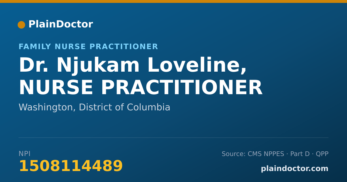 Shareable card for Njukam Loveline, NURSE PRACTITIONER - Family Nurse Practitioner, Washington, DC