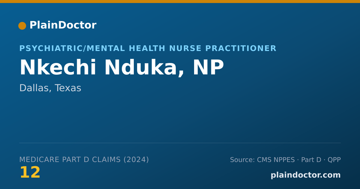 Shareable card for Nkechi Nduka, NP - Psychiatric/Mental Health Nurse Practitioner, Dallas, TX