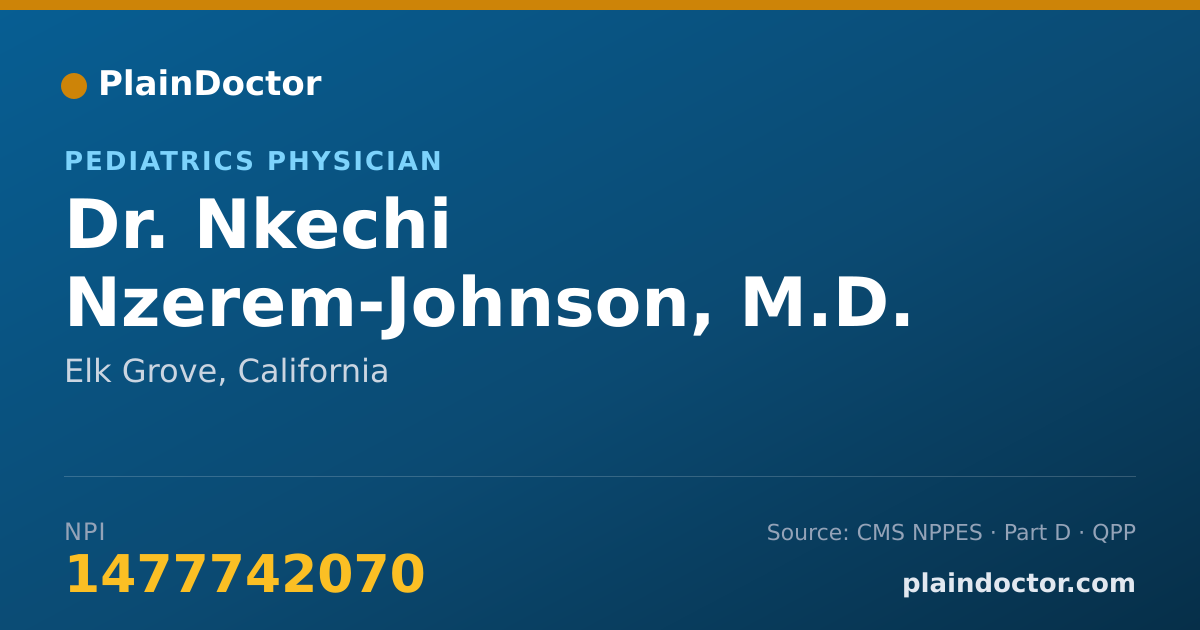 Shareable card for Nkechi Nzerem-Johnson, M.D. - Pediatrics Physician, Elk Grove, CA