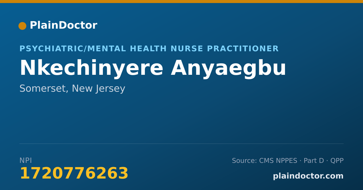 Shareable card for Nkechinyere Anyaegbu - Psychiatric/Mental Health Nurse Practitioner, Somerset, NJ