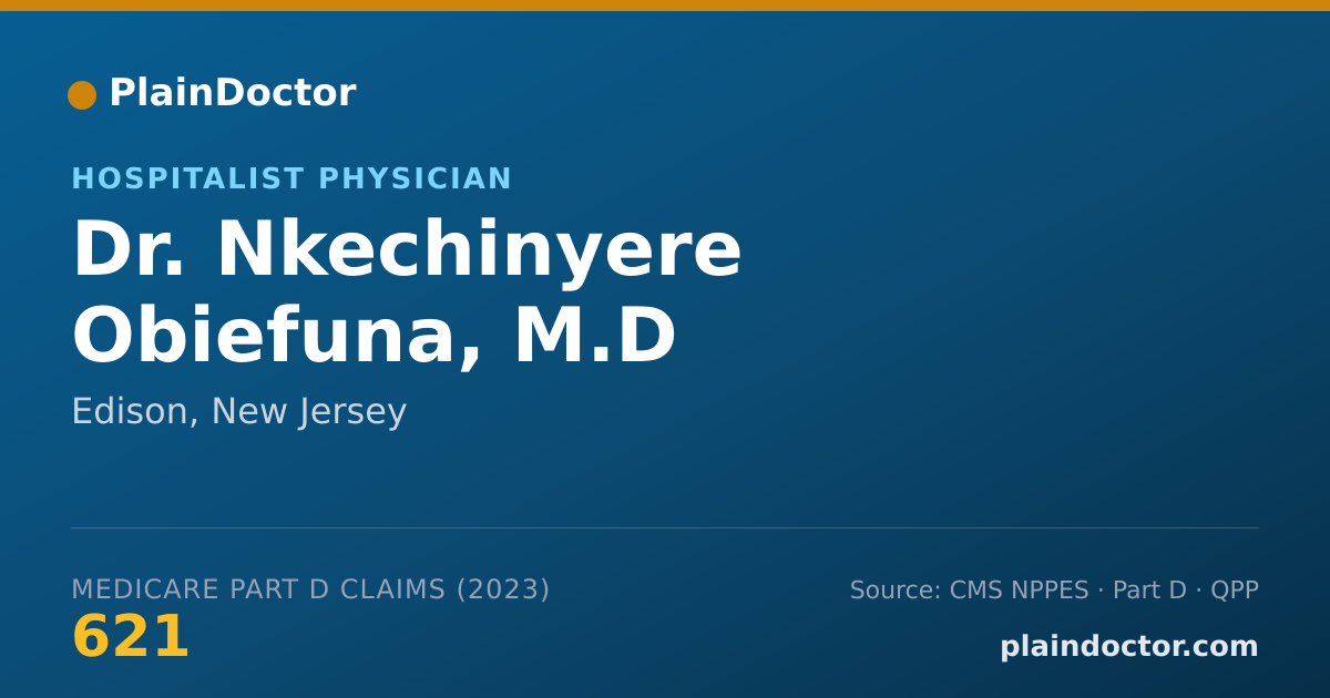 Shareable card for Nkechinyere Obiefuna, M.D - Hospitalist Physician, Edison, NJ