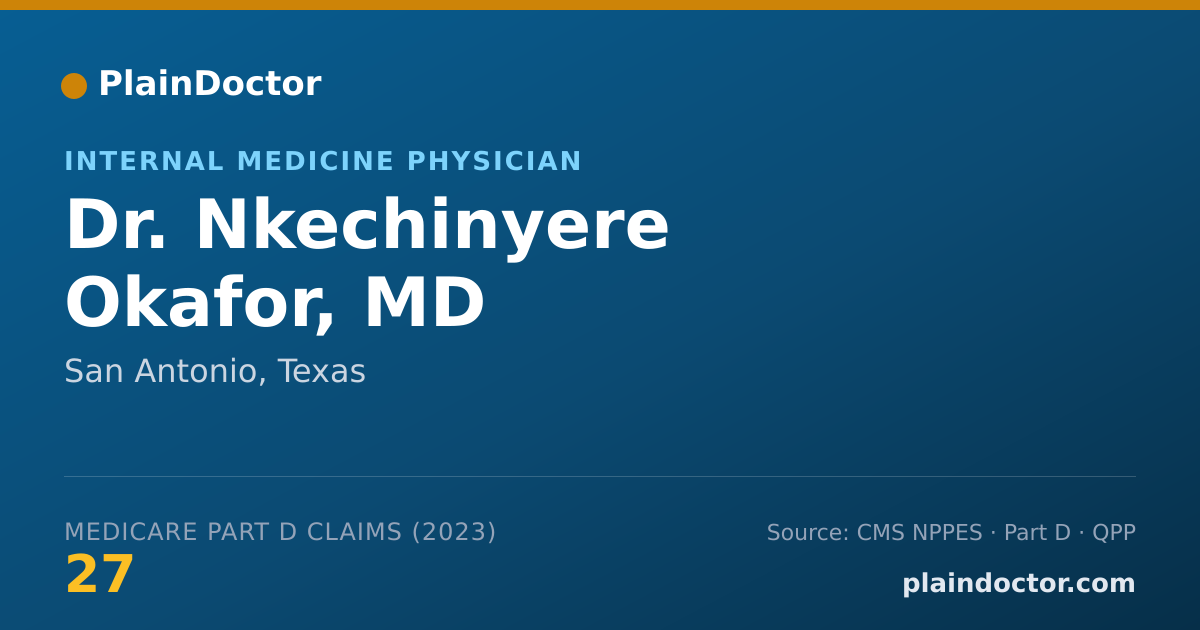 Shareable card for Nkechinyere Okafor, MD - Internal Medicine Physician, San Antonio, TX