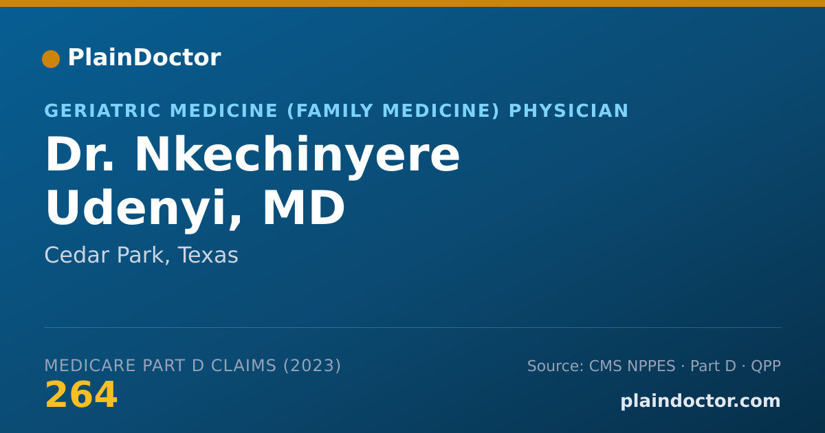 Shareable card for Nkechinyere Udenyi, MD - Geriatric Medicine (Family Medicine) Physician, Cedar Park, TX