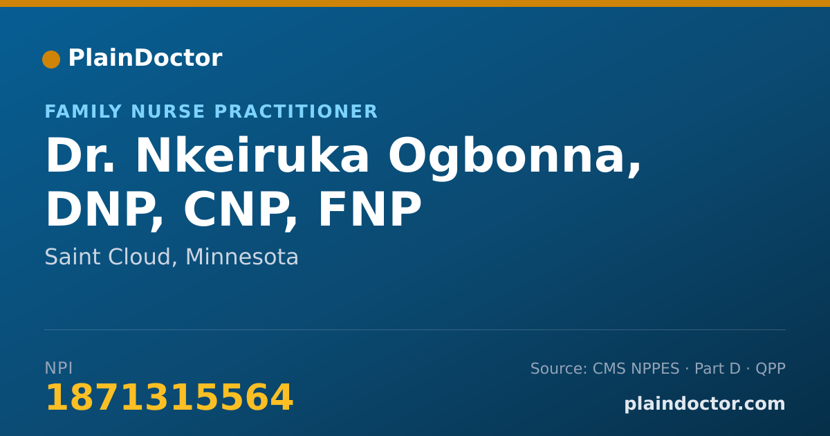Shareable card for Nkeiruka Ogbonna, DNP, CNP, FNP - Family Nurse Practitioner, Saint Cloud, MN