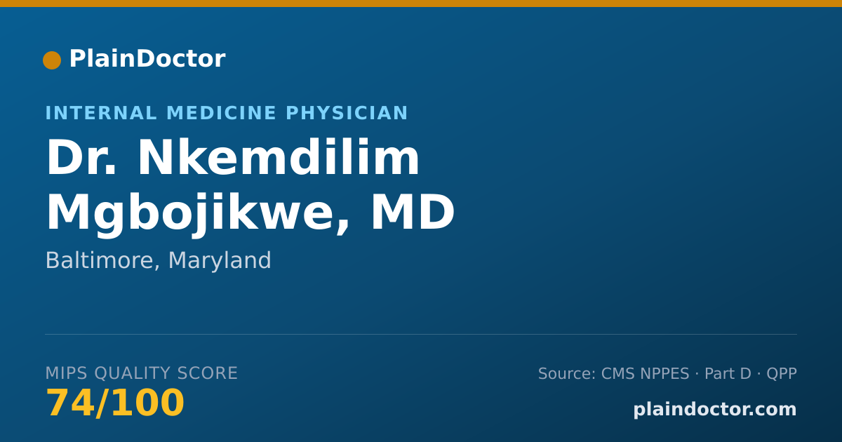 Shareable card for Nkemdilim Mgbojikwe, MD - Internal Medicine Physician, Baltimore, MD