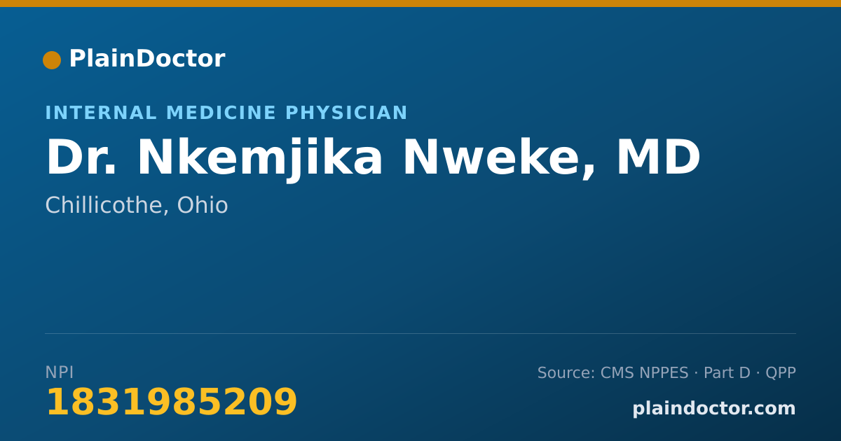 Shareable card for Nkemjika Nweke, MD - Internal Medicine Physician, Chillicothe, OH
