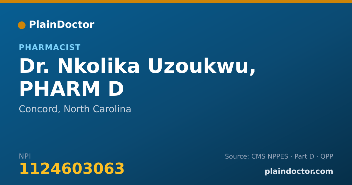 Shareable card for Nkolika Uzoukwu, PHARM D - Pharmacist, Concord, NC