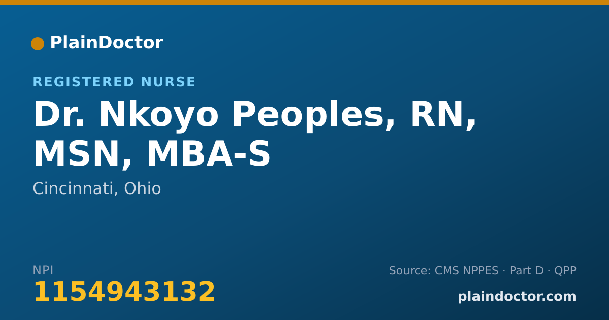 Shareable card for Nkoyo Peoples, RN, MSN, MBA-S - Registered Nurse, Cincinnati, OH