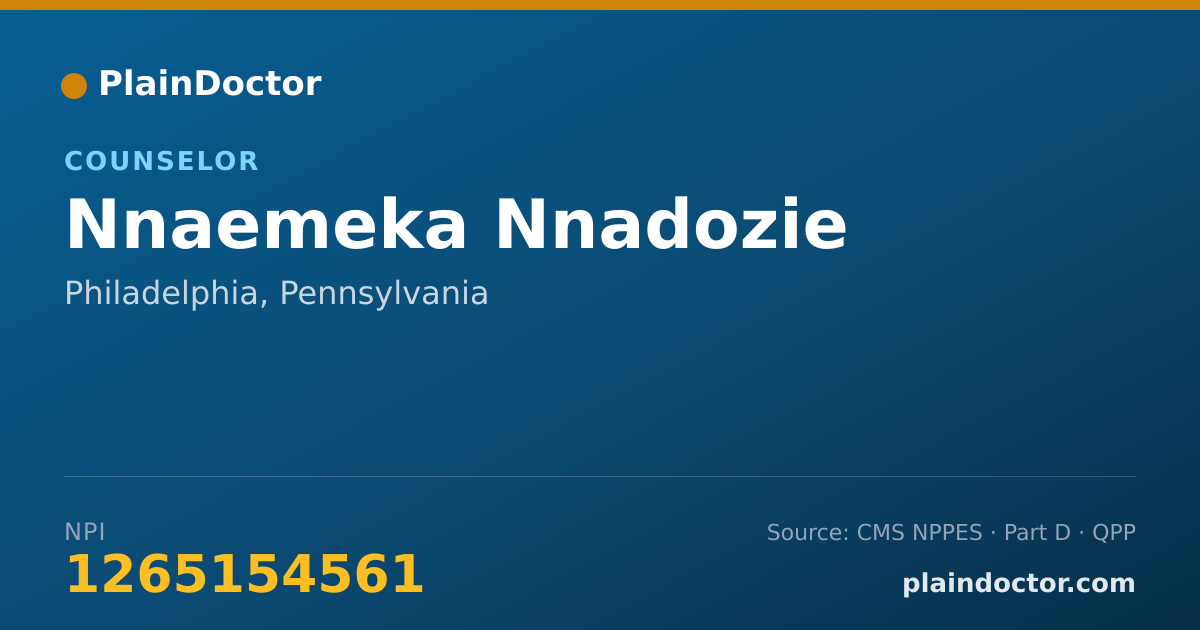 Shareable card for Nnaemeka Nnadozie - Counselor, Philadelphia, PA