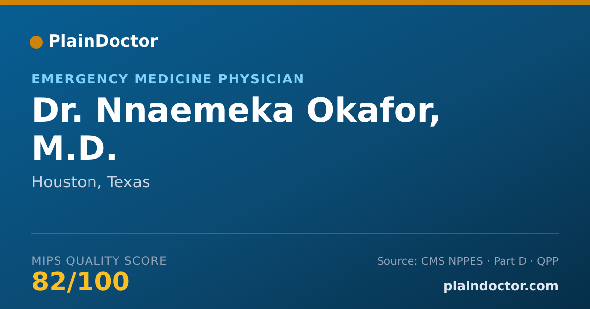 Shareable card for Nnaemeka Okafor, M.D. - Emergency Medicine Physician, Houston, TX