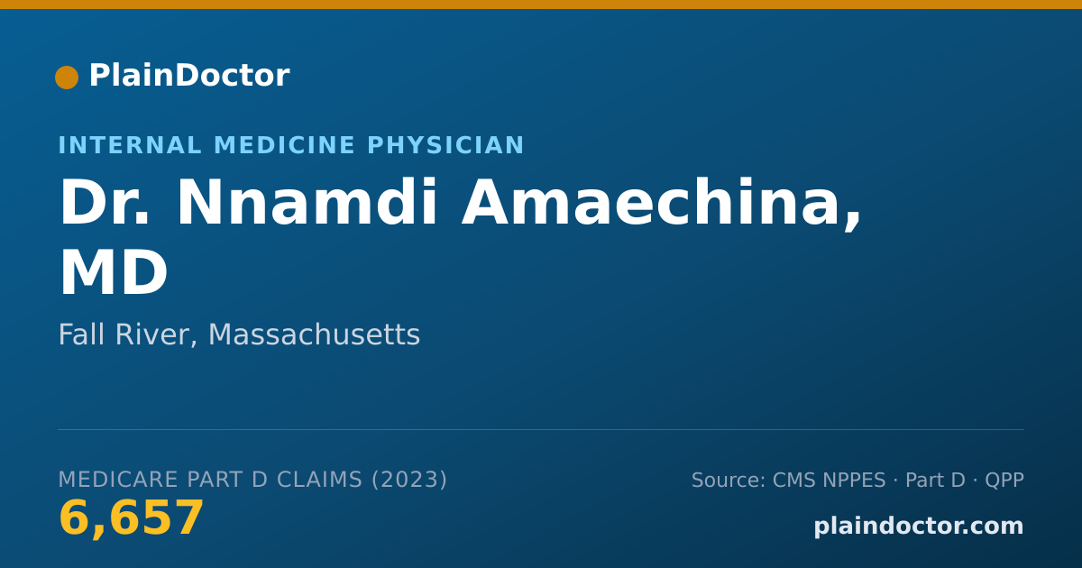 Shareable card for Nnamdi Amaechina, MD - Internal Medicine Physician, Fall River, MA